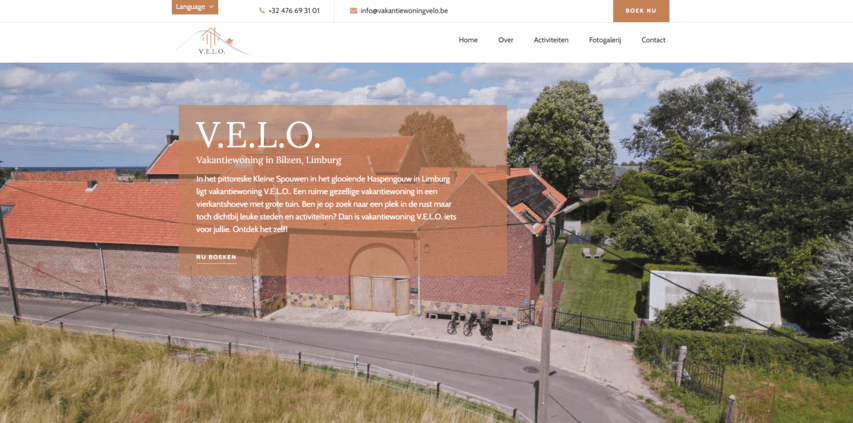 Foto van de website van V.E.L.O